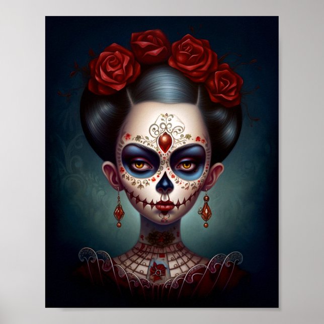 Poster Jour De La Fille Du Crâne Sucre Des Morts (Devant)