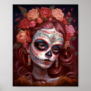Poster Jour De La Fille Du Crâne Sucre Des Morts