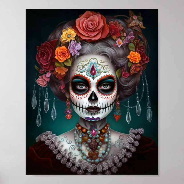 Poster Jour De La Fille Du Crâne Sucre Des Morts (Devant)
