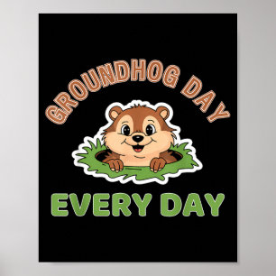 Poster Jour de la marmotte amusant tous les jours Jour de