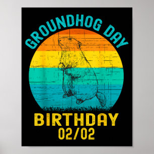 Poster Jour de la marmotte Anniversaire 2 février Drôle d