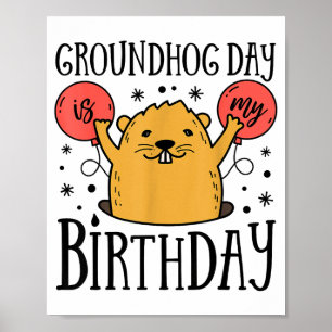 Poster Jour de la marmotte est mon anniversaire drôle rét