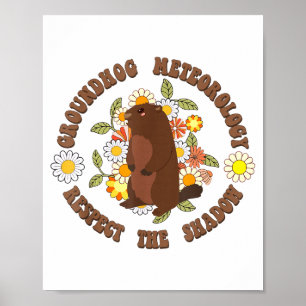 Poster Jour de la marmotte Respecter La Météorologie Rétr