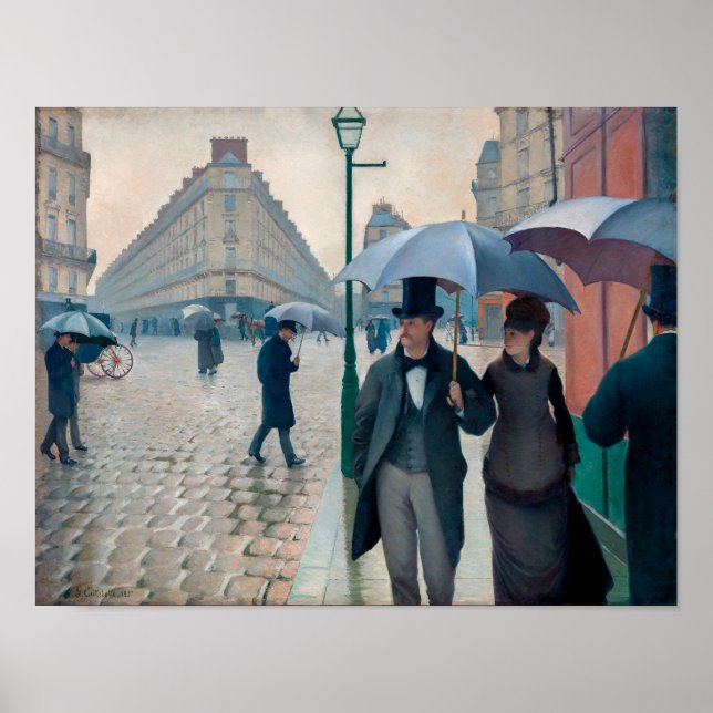 Poster Jour de la pluie dans Paris Street | Gustave Caill (Devant)