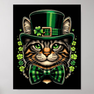 Poster Jour de la Saint Patrick Chat Hommes Femmes Enfant
