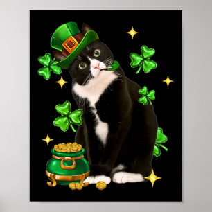 Poster Jour de la Saint-Patrick Chat Irlandais Shamrock M