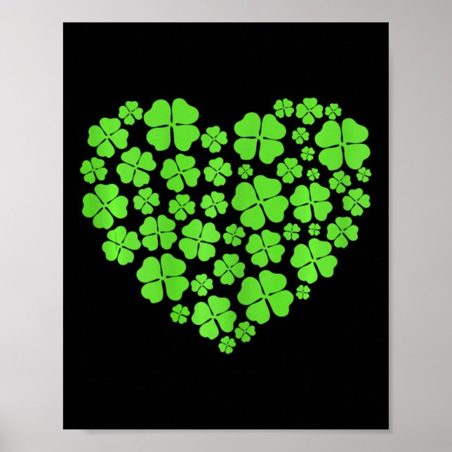 Poster Jour de la Saint Patrick Coeurs Shamrock Clover fe (Devant)