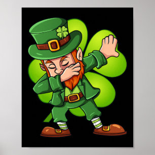 Poster Jour de la Saint Patrick Dabbing Leprechaun Clover