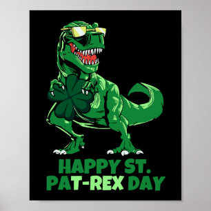 Poster Jour de la Saint Patrick Dinosaur Four Leaf Clover