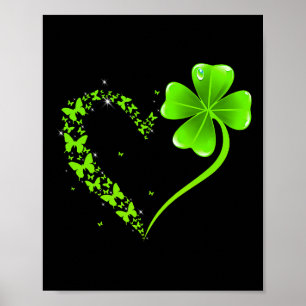 Poster Jour de la Saint-Patrick Papillon Vert Trèfle Cœur