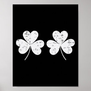 Poster Jour de la Saint-Patrick Trèfles Blancs Coffre Sai