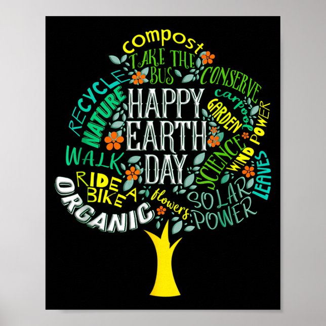 Poster Jour de la terre arbre sauve la terre inspiration  (Devant)