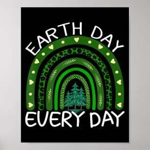 Poster Jour de la Terre Tous les jours Design Arc-en-ciel
