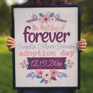 Poster Jour de l'adoption Signe "Premier jour pour toujou