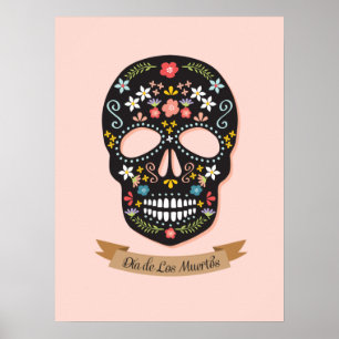 Poster Jour de l'affiche morte de crâne de sucre -