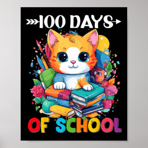Poster Jour De L'École Cute Chat Kitty Cadeaux 100 Jours