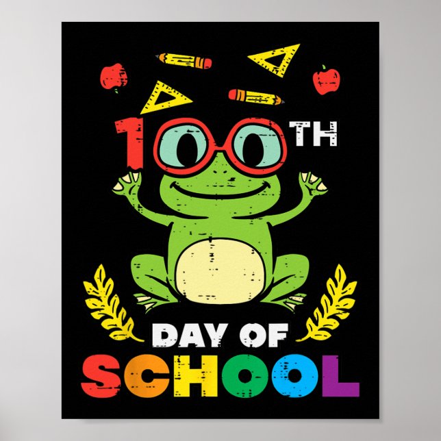 Poster Jour De L'École Grenouille 100 Jours Enseignant Sm (Devant)