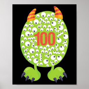 Poster Jour De L'École Monster Heureux 100 Jours Enfants