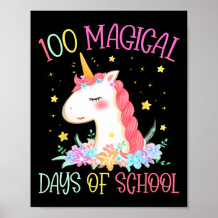 Poster Jour De L'École Unicorne 100 Jours Magiques Filles