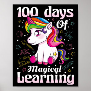 Poster Jour De L'École Unicorne Filles 100 Jours De L'Éco