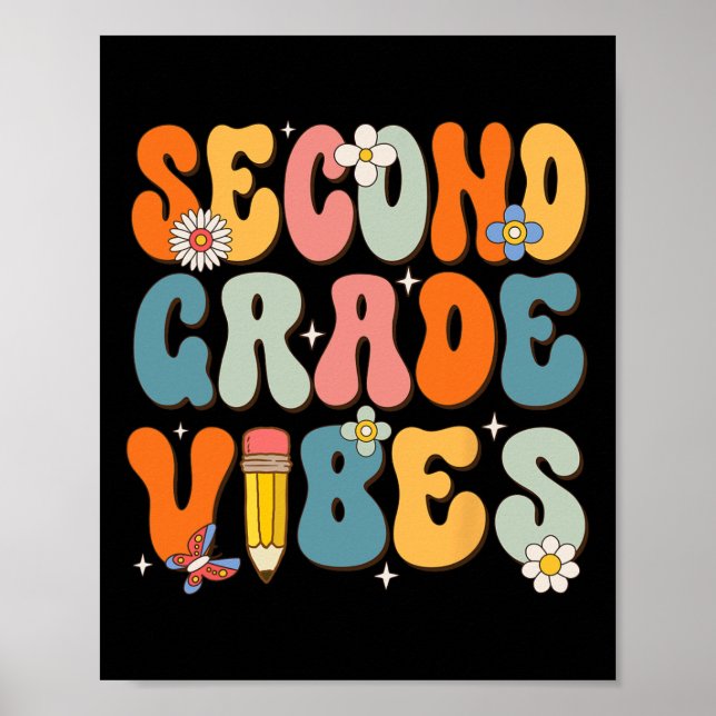 Poster Jour De L'École Vibes De Deuxième Année Retour À L (Devant)