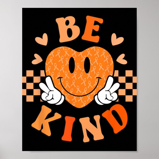Poster Jour de l'Unité Orange Coeur Soyez gentil Enseigne (Devant)