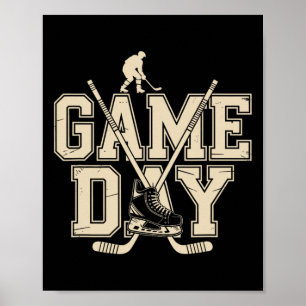 Poster Jour de match, joueur de hockey sur glace et patin