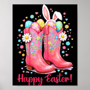 Poster Jour de Pâques heureux occidental bottes de cowgir