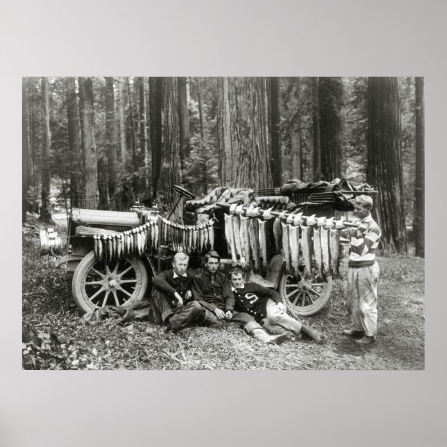 Poster Jour de pêche à Big Lagoon, 1908 (Devant)