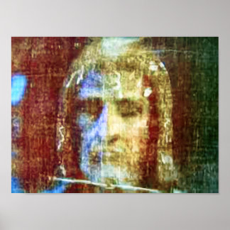 Poster Jour de Turin Vrai Visage Jésus Christ Coloré