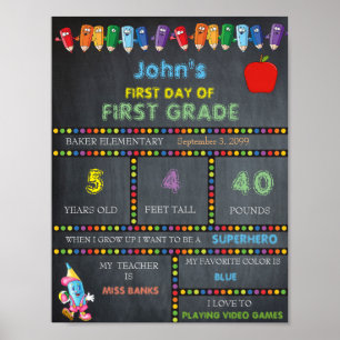 Poster Jour d'école maternelle SIGNE GARÇON, PREMIER NIVE