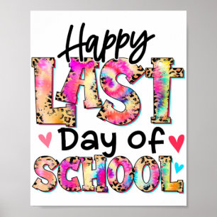 Poster Jour dernier De L'École Tie Dye Leopard Graduation