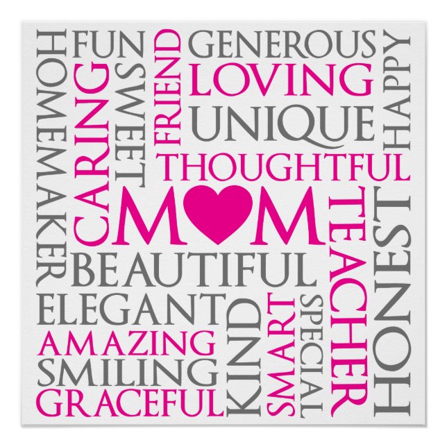 Poster Jour des mères moderne Word Art (Devant)