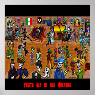 Poster jour des morts2, Fiesta Dia de los Muertos