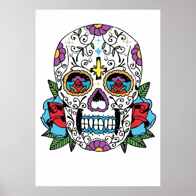 Poster Jour des morts art crâne mexicain Imprimer (Devant)