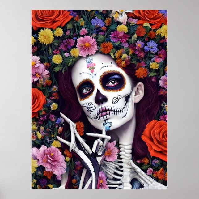 Poster Jour des morts L'intelligence artificielle générée (Devant)