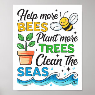 Poster Jour des terres 2025 Sauvez les abeilles Plantes A