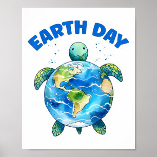 Poster Jour des terres 2025 Sea Turtle Art Sauvez La Plan