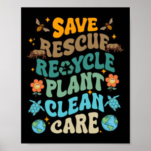 Poster Jour des terres amusant Enregistrer Secourt Recycl