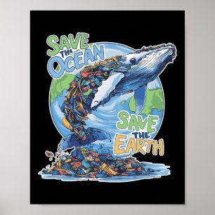 Poster Jour des terres Économiser Planète Humpck Whale Re