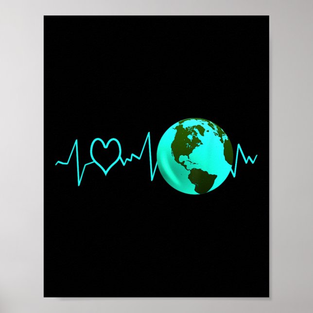 Poster Jour des terres Heartbeat Recycling Climate Change (Devant)