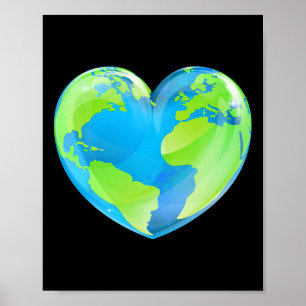 Poster Jour des terres Love Heart World Globe