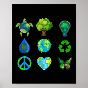 Poster Jour des terres Peace Go Plante Save Water Secourt