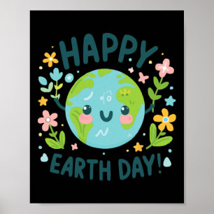 Poster Jour des terres Planète mignonne Anniversaire Joye