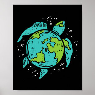 Poster Jour des terres Tortue de mer Sauvons notre animal