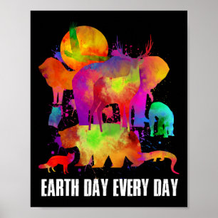Poster Jour des terres Tous Les Jours Aquarelle Animaux A