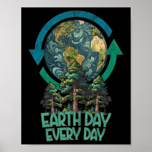 Poster Jour des terres Tous Les Jours Plante Plus D'Arbre