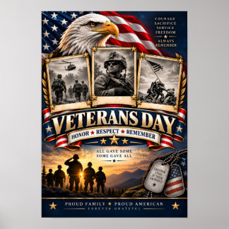 Poster Jour des vétérans Hommage Respect Mémoire Patrioti