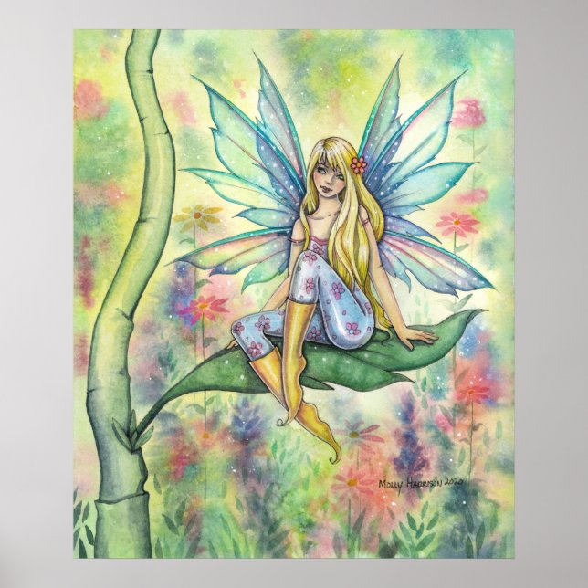 Poster Jour d'été Aquarelle Fée Illustration Art (Devant)