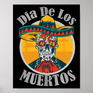 Poster Jour Dia De Los Muertos Du Costume De Crâne Morte
